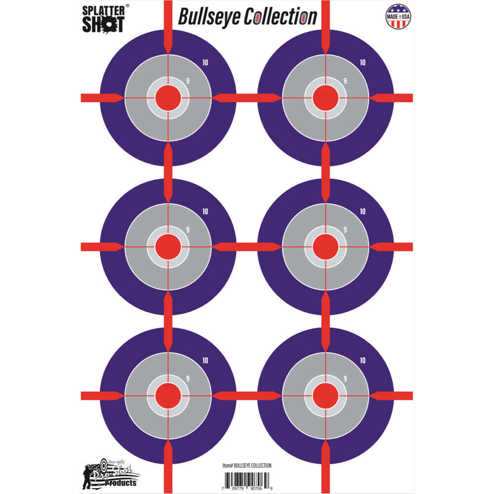 Targets Pro Shot Products 4.50" SPLATTER SHOT 12X18 MULTI-BULLS 8PK